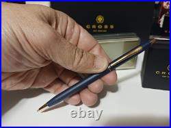 Rare USA Cross Century Classic Matte Blue And 23kt Gold Ballpoint Pen New Gift