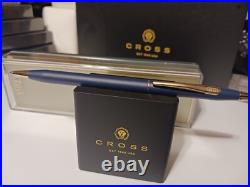 Rare USA Cross Century Classic Matte Blue And 23kt Gold Ballpoint Pen New Gift