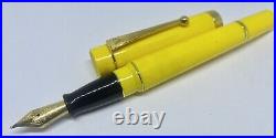Rare VISCONTI MONTE CARLO Mandarin Yellow Fountain Pen- F Nib- Bakelite- Italy
