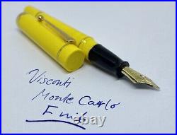 Rare VISCONTI MONTE CARLO Mandarin Yellow Fountain Pen- F Nib- Bakelite- Italy
