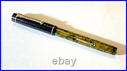 Rare! Valentine Pen, 03, Transparent Green Marble, Firm, 14k Medium Nib