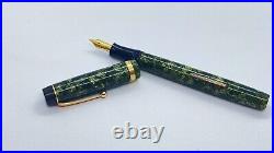 Rare! Valentine Pen, Green Pin Stripe, Springy, 14k Medium Nib, England