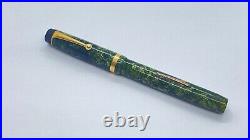 Rare! Valentine Pen, Green Pin Stripe, Springy, 14k Medium Nib, England