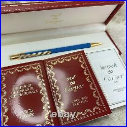 Rare Vintage Authentic Cartier Ballpoint Pen Trinity Light Blue Lacquer (NEW)