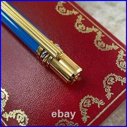 Rare Vintage Authentic Cartier Ballpoint Pen Trinity Light Blue Lacquer (NEW)