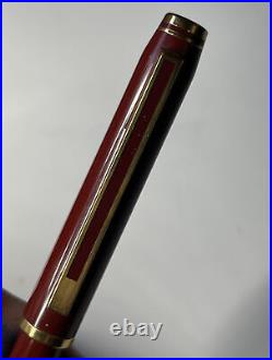 Rare & Vintage CROSS Signature Fountain Pen In Bordeaux With 18 Kt Gold Nib