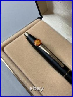 Rare Vintage Cross Fountain M Pen Rare Matte Black Gold Trim Shell Oil Company