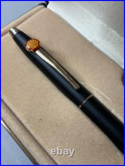 Rare Vintage Cross Fountain M Pen Rare Matte Black Gold Trim Shell Oil Company