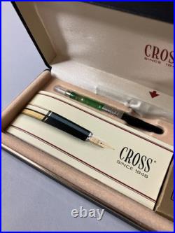 Rare Vintage Cross Fountain M Pen Rare Matte Black Gold Trim Shell Oil Company