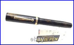 Rare Vintage Edison OS CELLULOID Black Bronze Fountain Pen #8 14K Med nib