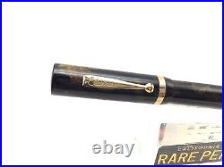 Rare Vintage Edison OS CELLULOID Black Bronze Fountain Pen #8 14K Med nib