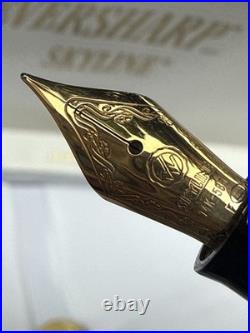 Rare Vintage Eversharp Skyline Gold & Black Fountain Pen with 14K Never Inked