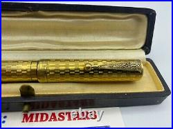 Rare Vintage Italian STYLUS 18KR Overlay Fountain Pen 18K Nib Near Mint Boxed