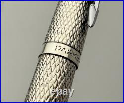 Rare Vintage Parker 35 Vintage Silver Plated Fountain Pen 18K Gold Nib