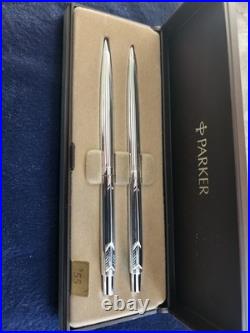 Rare Vintage Parker Ambassador Ballpoint Pen and Pencil Set Heavy Silver Plated