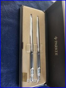 Rare Vintage Parker Ambassador Ballpoint Pen and Pencil Set Heavy Silver Plated