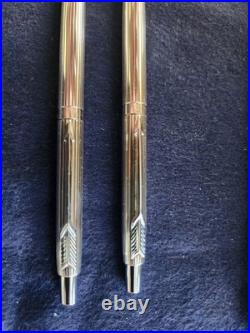 Rare Vintage Parker Ambassador Ballpoint Pen and Pencil Set Heavy Silver Plated