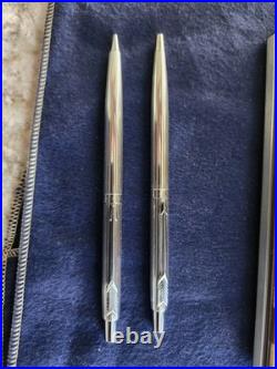 Rare Vintage Parker Ambassador Ballpoint Pen and Pencil Set Heavy Silver Plated
