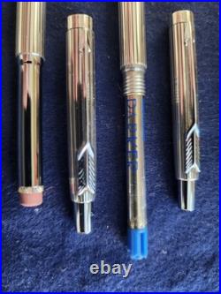 Rare Vintage Parker Ambassador Ballpoint Pen and Pencil Set Heavy Silver Plated
