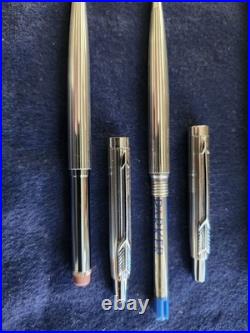 Rare Vintage Parker Ambassador Ballpoint Pen and Pencil Set Heavy Silver Plated