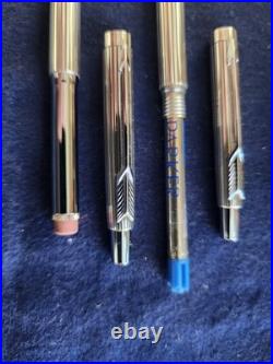 Rare Vintage Parker Ambassador Ballpoint Pen and Pencil Set Heavy Silver Plated