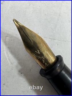 Rare Vintage Paul E Wirt Fountain Pen 14K Gold Semi Flex Nib Lever Fill Band