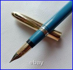 Rare Vintage Sheaffer Snorkel Foutain Pen Blue/GF 14K Nib Good Work Conditions