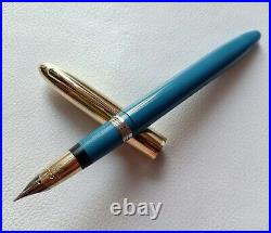 Rare Vintage Sheaffer Snorkel Foutain Pen Blue/GF 14K Nib Good Work Conditions