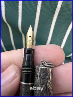 Rare Vintage Victor Ny Sterling Silver 14k Nib Fountain Pen