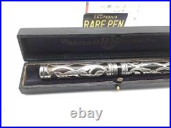 Rare WATERMAN 416 Sterling Silver Overlay Fountain Pen #6 Fine nib AMAZING Boxed