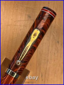 Rare WATERMAN #7 RED RIPPLE Fountain Pen 14K FLEX RED NIB Cap Repaired, Restored