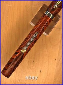 Rare WATERMAN #7 RED RIPPLE Fountain Pen 14K FLEX RED NIB Cap Repaired, Restored
