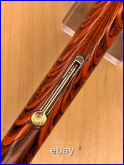 Rare WATERMAN #7 RED RIPPLE Fountain Pen 14K FLEX RED NIB Cap Repaired, Restored