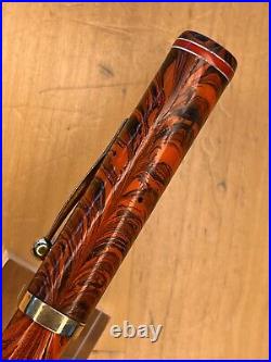Rare WATERMAN #7 RED RIPPLE Fountain Pen 14K FLEX RED NIB Cap Repaired, Restored