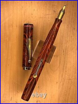 Rare WATERMAN #7 RED RIPPLE Fountain Pen 14K FLEX RED NIB Cap Repaired, Restored