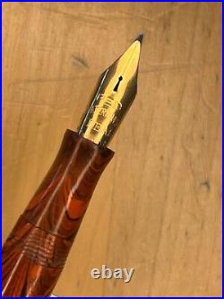 Rare WATERMAN #7 RED RIPPLE Fountain Pen 14K FLEX RED NIB Cap Repaired, Restored