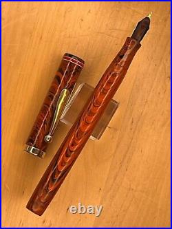 Rare WATERMAN #7 RED RIPPLE Fountain Pen 14K FLEX RED NIB Cap Repaired, Restored