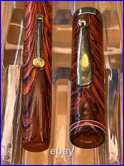 Rare WATERMAN #7 RED RIPPLE Fountain Pen 14K FLEX RED NIB Cap Repaired, Restored