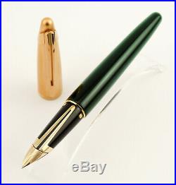 Rare Waterman Cartridges Fountain Pen EDSON in Emerald Green / Gold 18 K M-nib