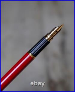 Rare Waterman Lady Alice Fountain Pen In Ruby Red Lacquer Medium Gold Nib