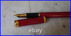 Rare Waterman Lady Alice Fountain Pen In Ruby Red Lacquer Medium Gold Nib