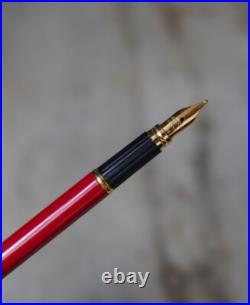 Rare Waterman Lady Alice Fountain Pen In Ruby Red Lacquer Medium Gold Nib