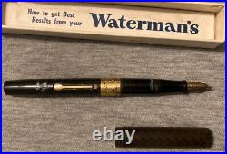 Rare Waterman Lever Filler Fountain Pen With Floral Repousse Band And 14k Nib