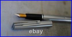 Rare Waterman Man Super 6 Metal Chrome Fountain Pen 18 Carat Solid Gold Nib