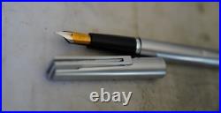 Rare Waterman Man Super 6 Metal Chrome Fountain Pen 18 Carat Solid Gold Nib