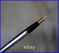 Rare Waterman Man Super 6 Metal Chrome Fountain Pen 18 Carat Solid Gold Nib