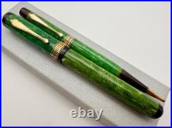 Rare Waterman Patrician Emerald Green Jade Fountain Pen & Pencil Set F 14k Flex