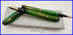 Rare Waterman Patrician Emerald Green Jade Fountain Pen & Pencil Set F 14k Flex