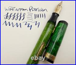 Rare Waterman Patrician Emerald Green Jade Fountain Pen & Pencil Set F 14k Flex