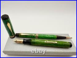 Rare Waterman Patrician Emerald Green Jade Fountain Pen & Pencil Set F 14k Flex
